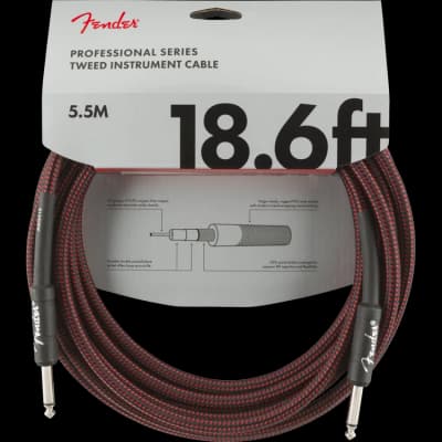 Fender | Professional Series Câble Instrument Droit/Droit 5,6 m | Tweed Rouge