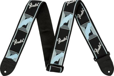 Fender | 2'' Monogrammed Strap | Black/Light Grey/Blue