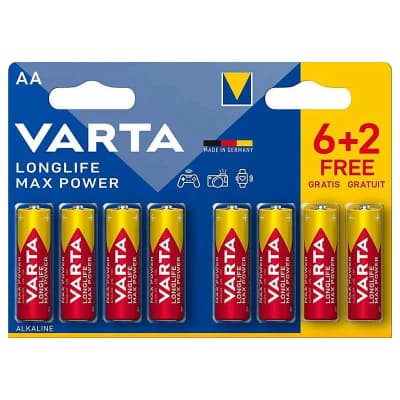 Varta | LongLife Max Power AA/LR6 | 6+2 Piles Alcalines