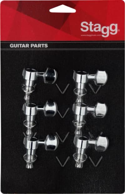 Stagg | 6x1 Mécaniques pour Guitares Électriques et Folk | Chrome