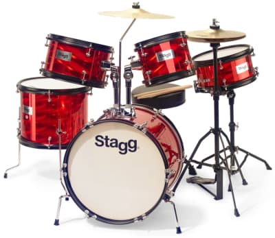 Stagg | 5pc 16'' Junior Drum Kit avec Hardware et Trône | Rouge