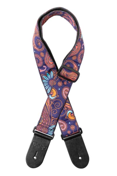 Stagg | Sangle Nylon Tissé Motif Paisley 2 | Orange/Bleu